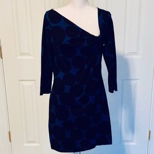 🖤 Express Blue and Black Polka Dot Shift Dress